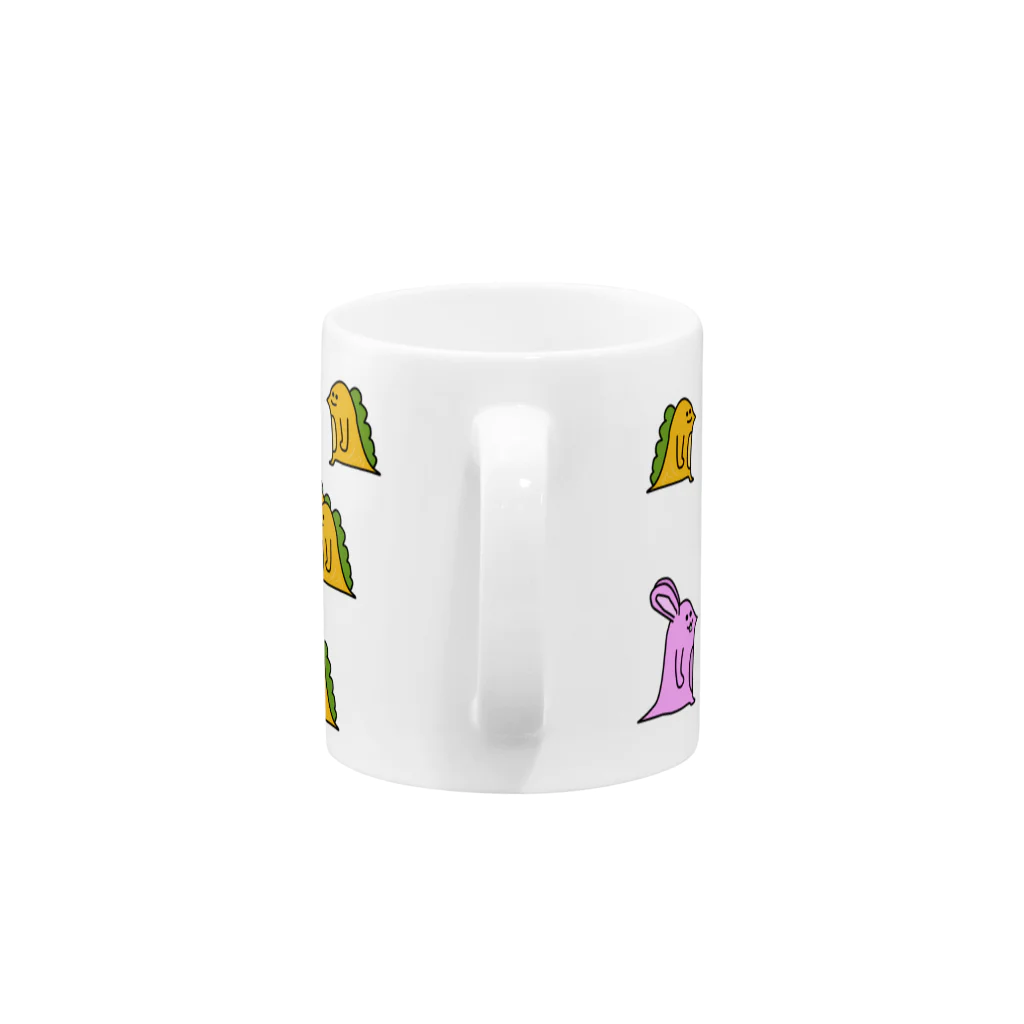 おぬしわんの店のウサギとニンジンサウルス Mug :handle