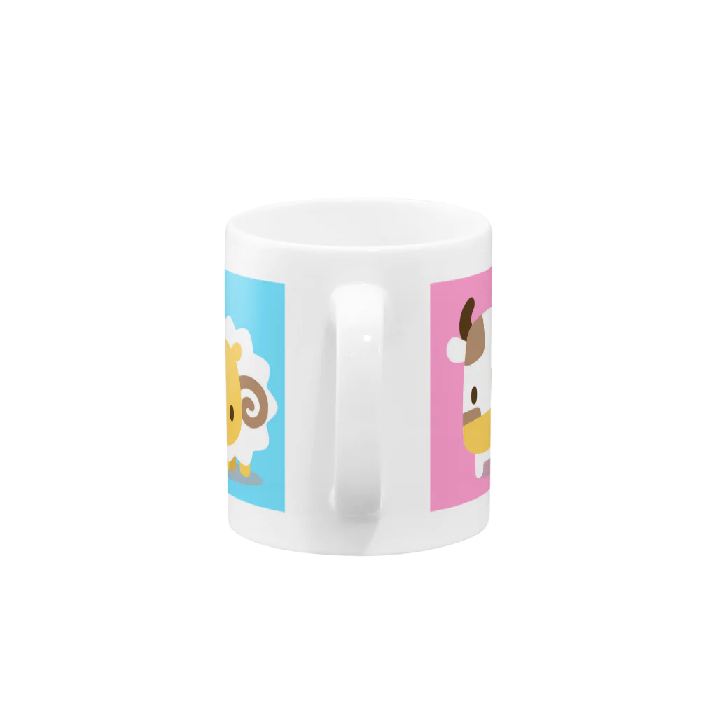 akimalのウシ・シマウマ・ヒツジ　ポップカラー Mug :handle