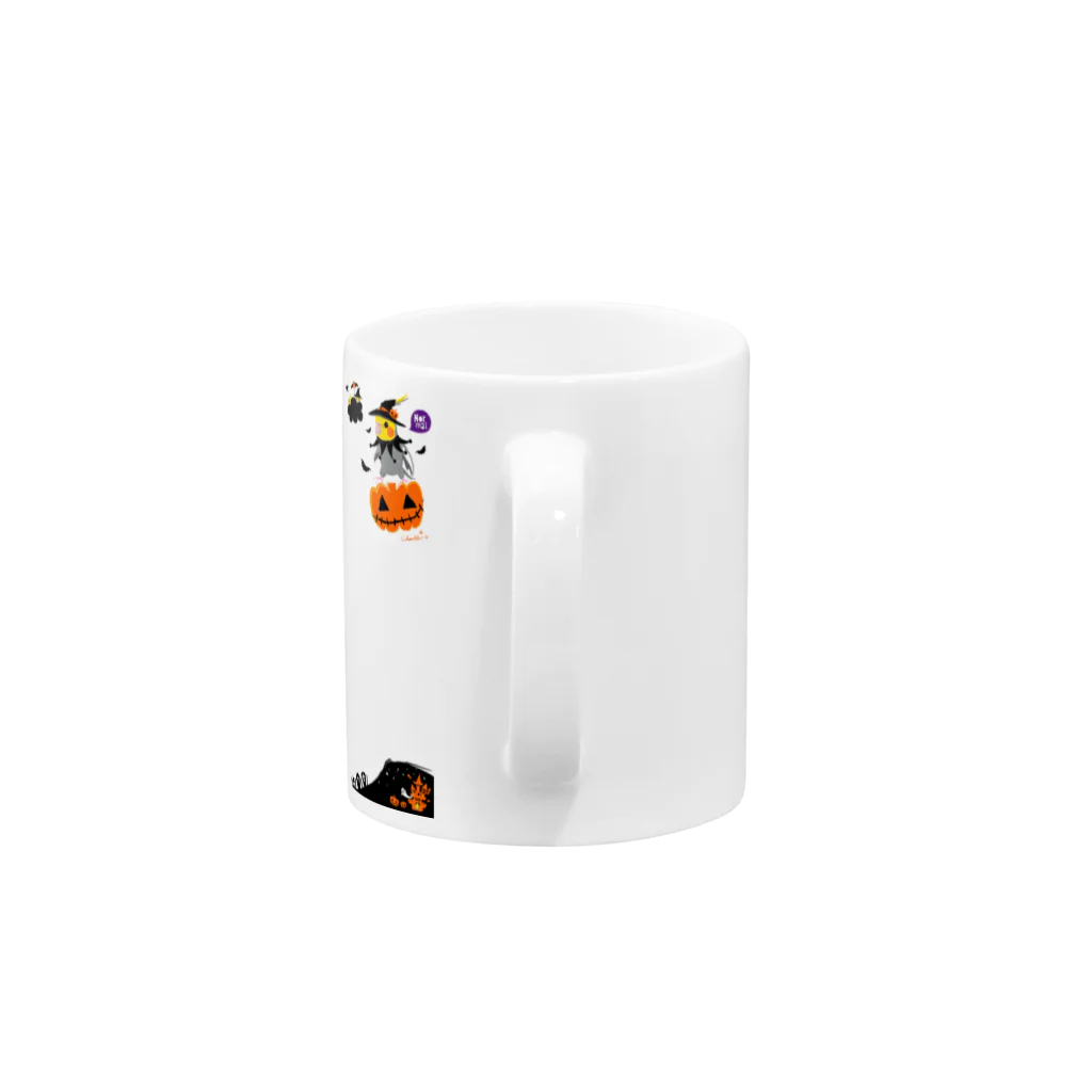 LittleLoroのFlying Pumpkin オカメインコのハロウィン 大きめワンポイント系 0461 Mug :handle