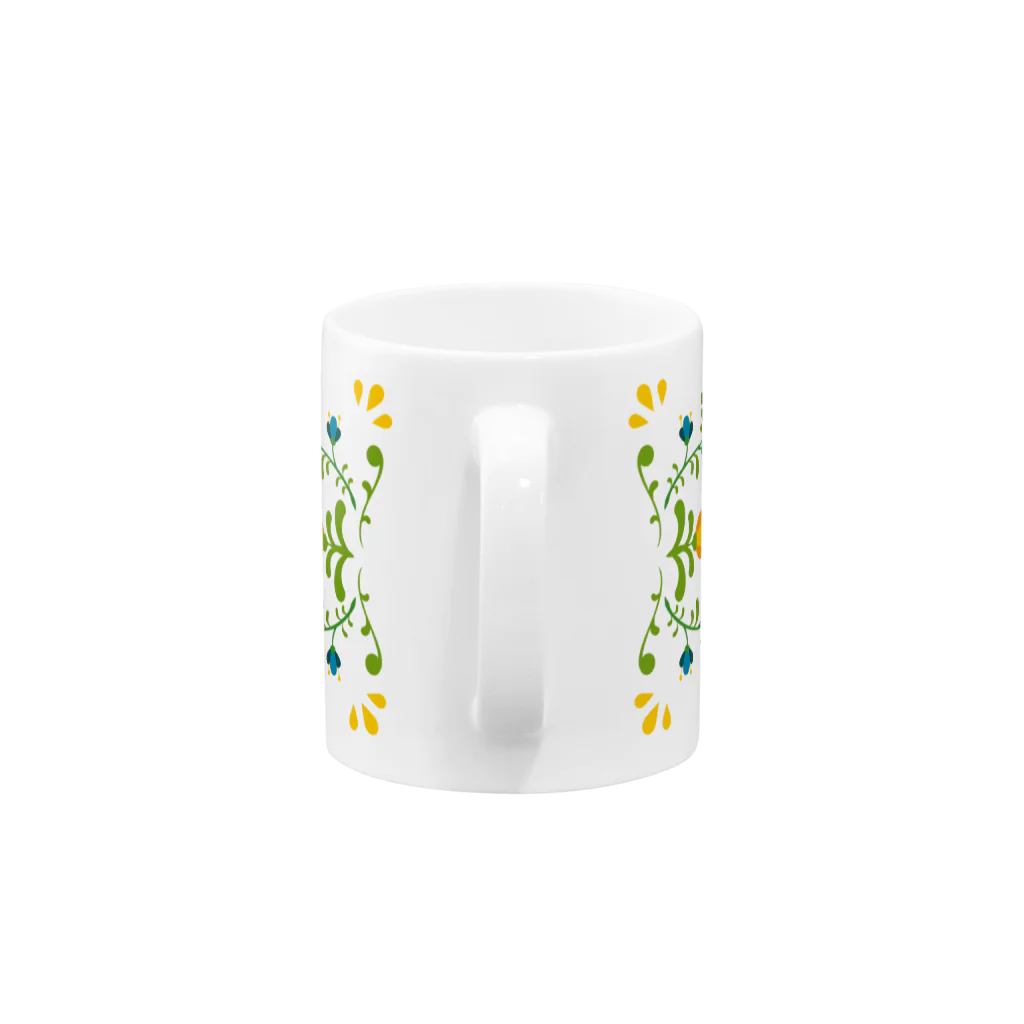 Drecome_Designのクジャクと花 Mug :handle