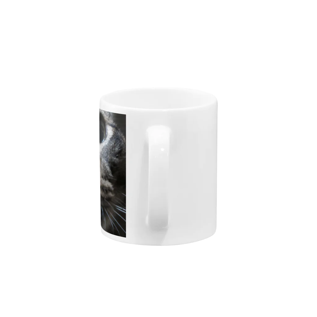 ハチワレ猫とらくがきの我が家の先代猫 Mug :handle