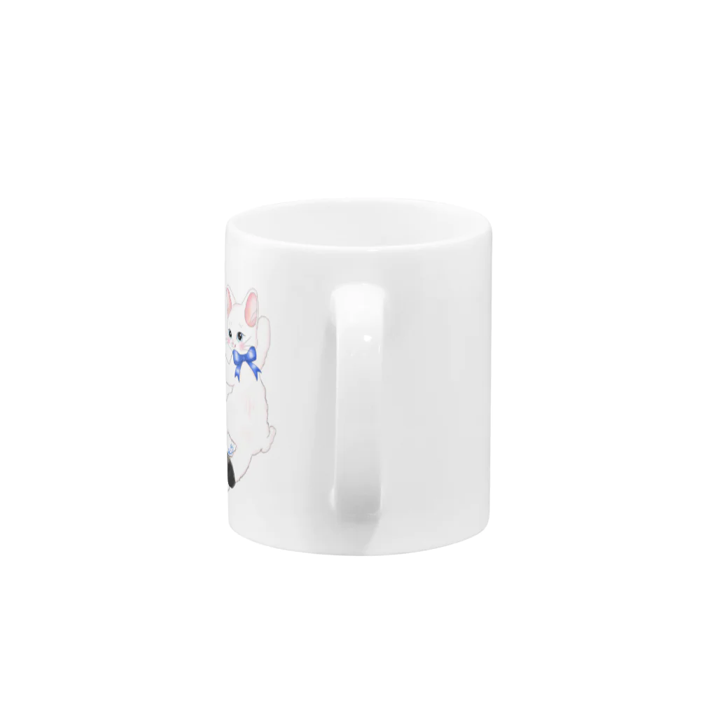 Noruneko-Yaのリボンねこ Mug :handle