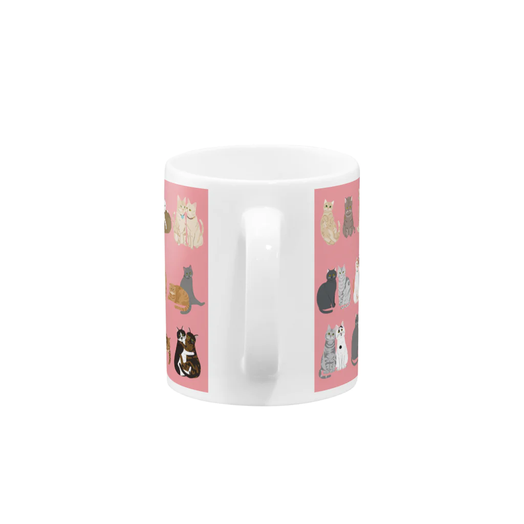 kawamu_cats shopの猫ちゃんマグカップ（ピンク） Mug :handle