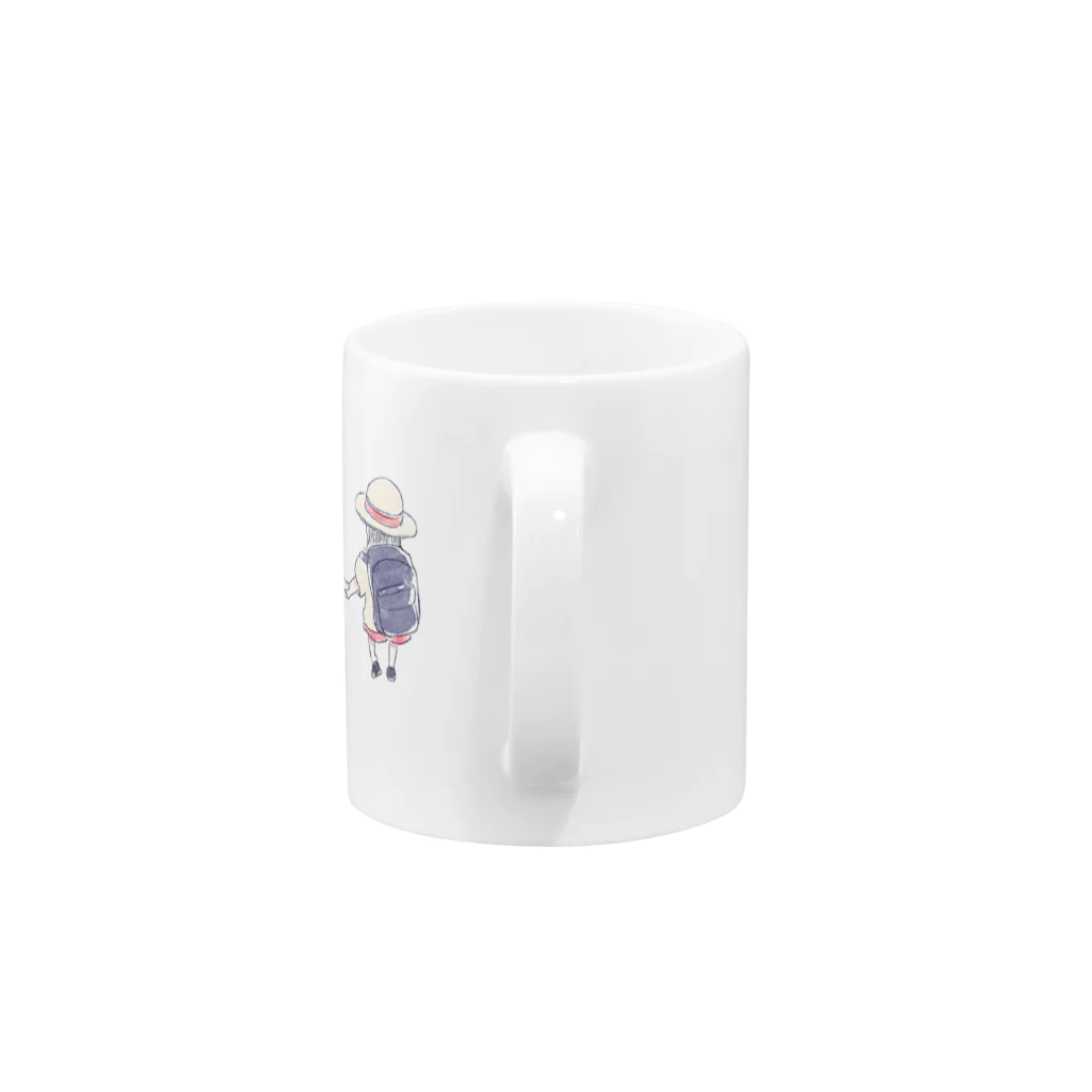 浅山しおん（ハリネズミのソフィー）のオリジナル　手を繋いで歩く幼い二人の女の子 Mug :handle