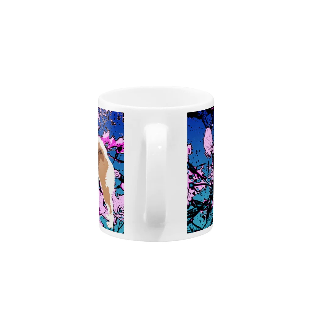 陽向の柴犬と桜のイラストマグカップ Mug :handle