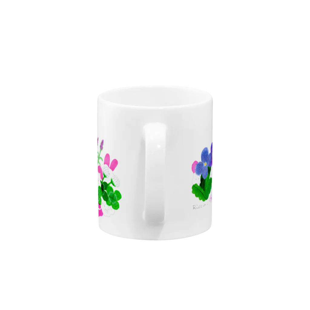 もふもふ達の秘密の花暮らしsuzuri店のお庭でかくれんぼ Mug :handle