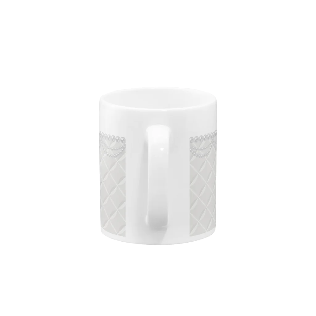 あわじテキスタイルのパールとキルティング柄 ホワイト Mug :handle