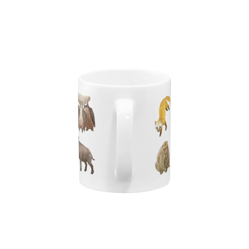 ちなきのこの冬の山の動物たち Mug :handle