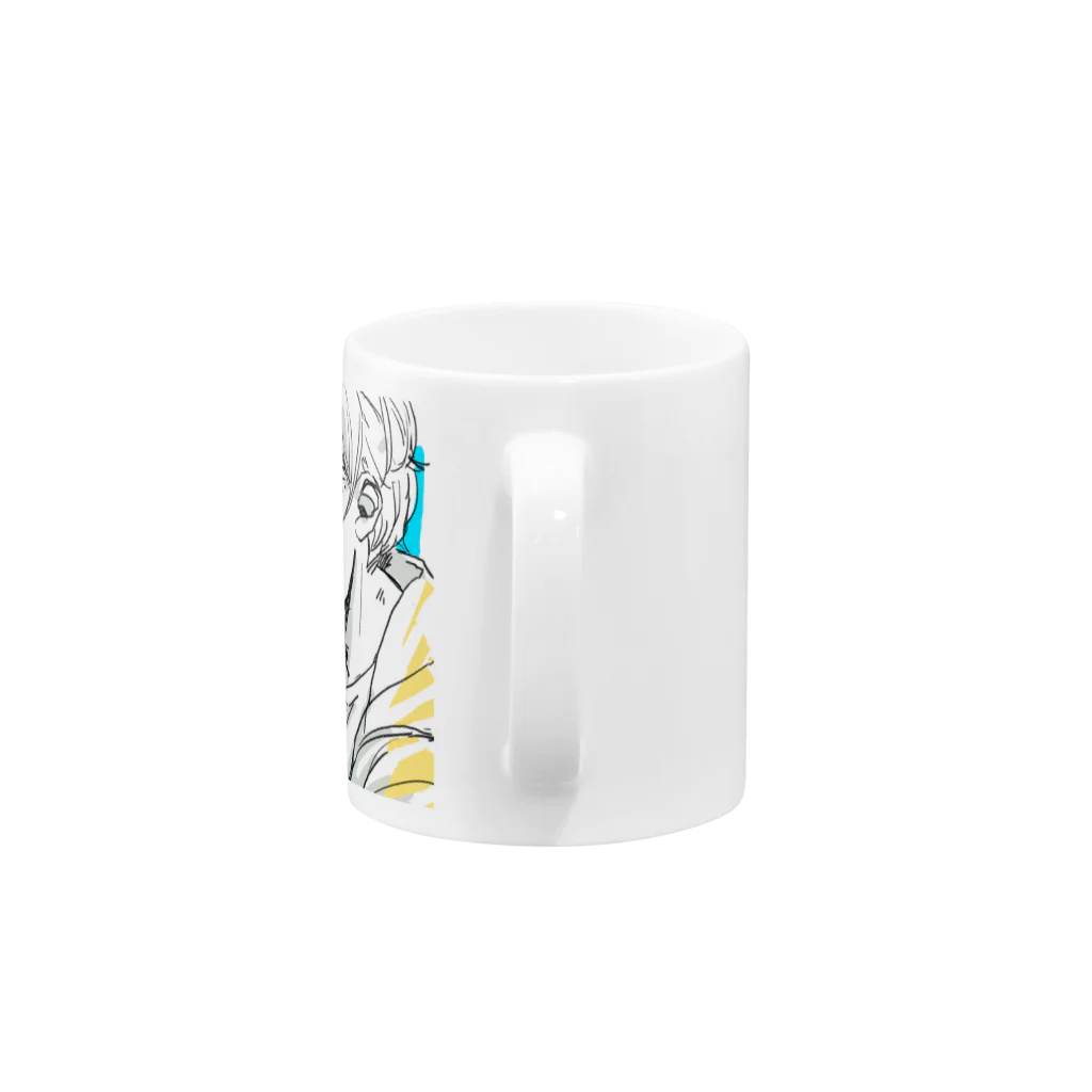 ぜに良/絵仕事受付中のパーカー笑顔の男の子 Mug :handle