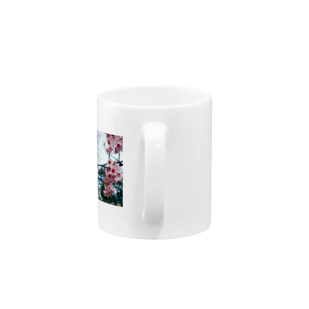 フィルムカメラと花の3月の桜 Mug :handle