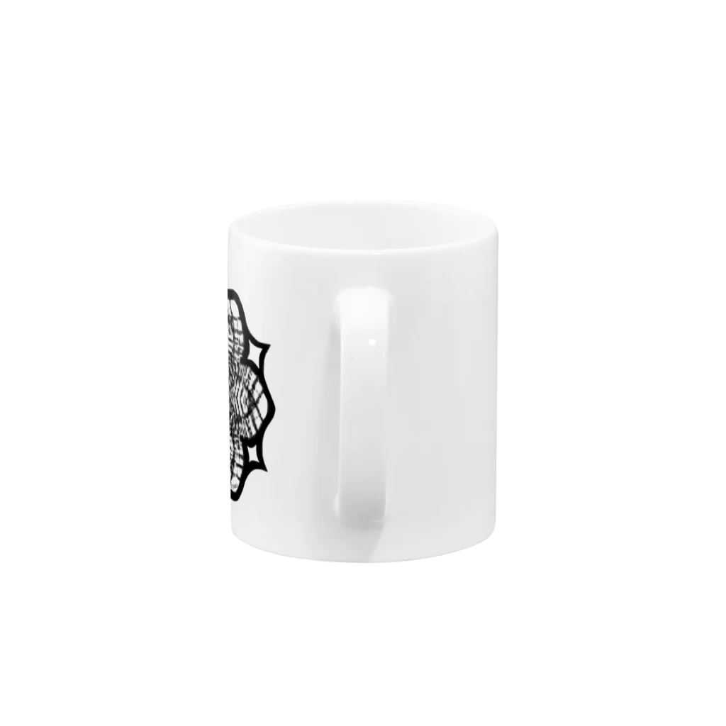 シンプルなグッズ やこ屋のレースの幾何学模様な花 Mug :handle
