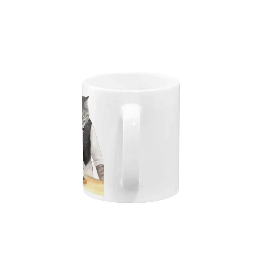  藤ねこりえ/ 𝙁𝙐𝙅𝙄𝙣𝙚𝙘𝙤𝙧𝙞𝙚の美味しいコーヒーを淹れる猫 マグカップの取っ手の部分