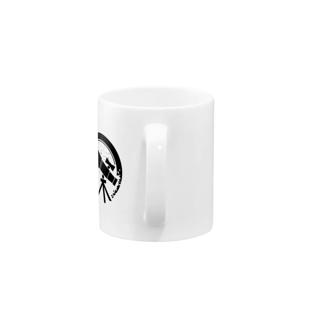 metal_kissaの天文部 文字なし・黒望遠鏡 Mug :handle