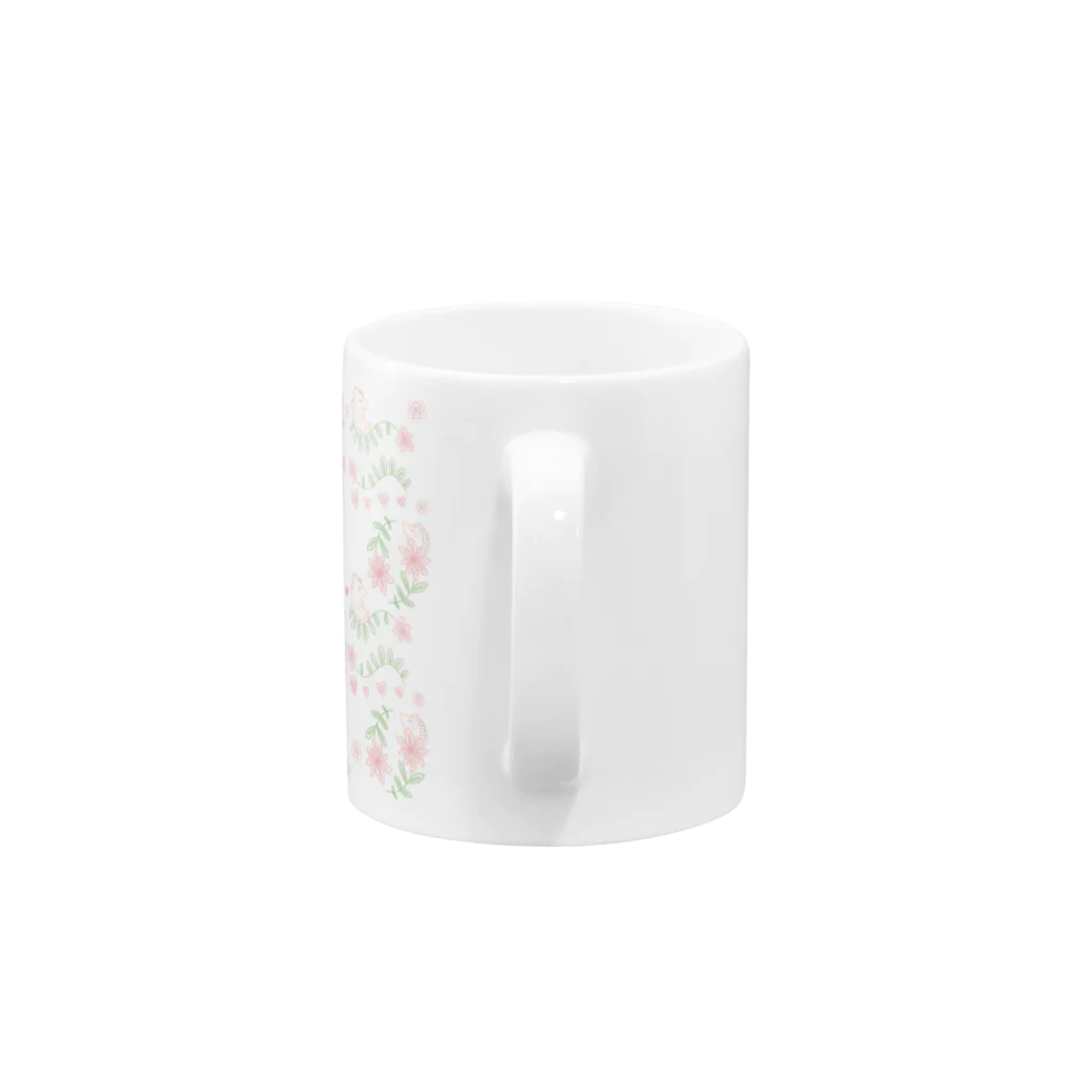 ハリネズミの世界のハリネズミと花 Mug :handle