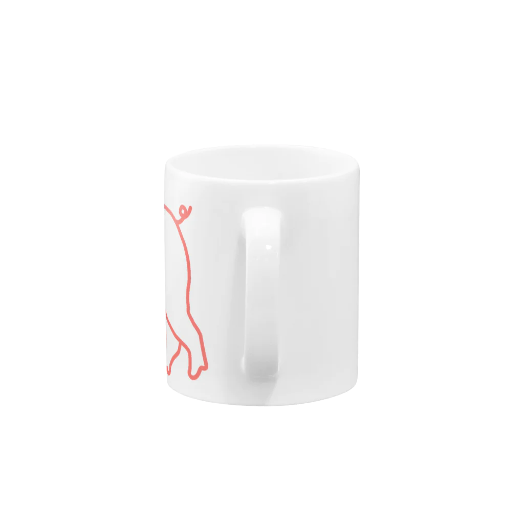 liliumのピンク豚【線】 Mug :handle