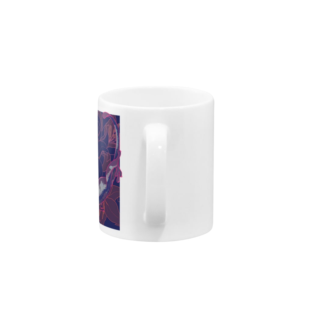 檸檬飴のカサブランカとクレステッドゲッコー(パープル) Mug :handle