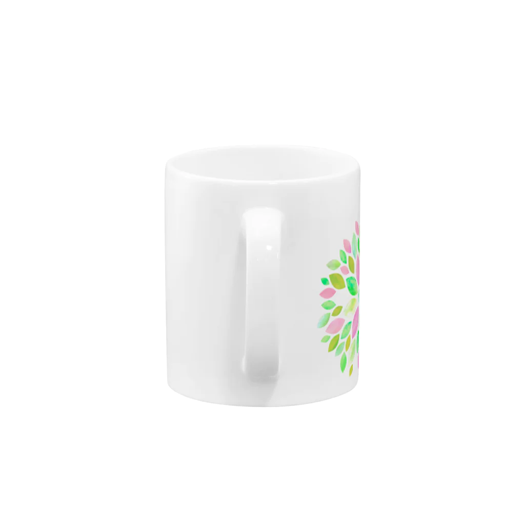 untidyboxのおおきめお花っぽいグリーン Mug :handle