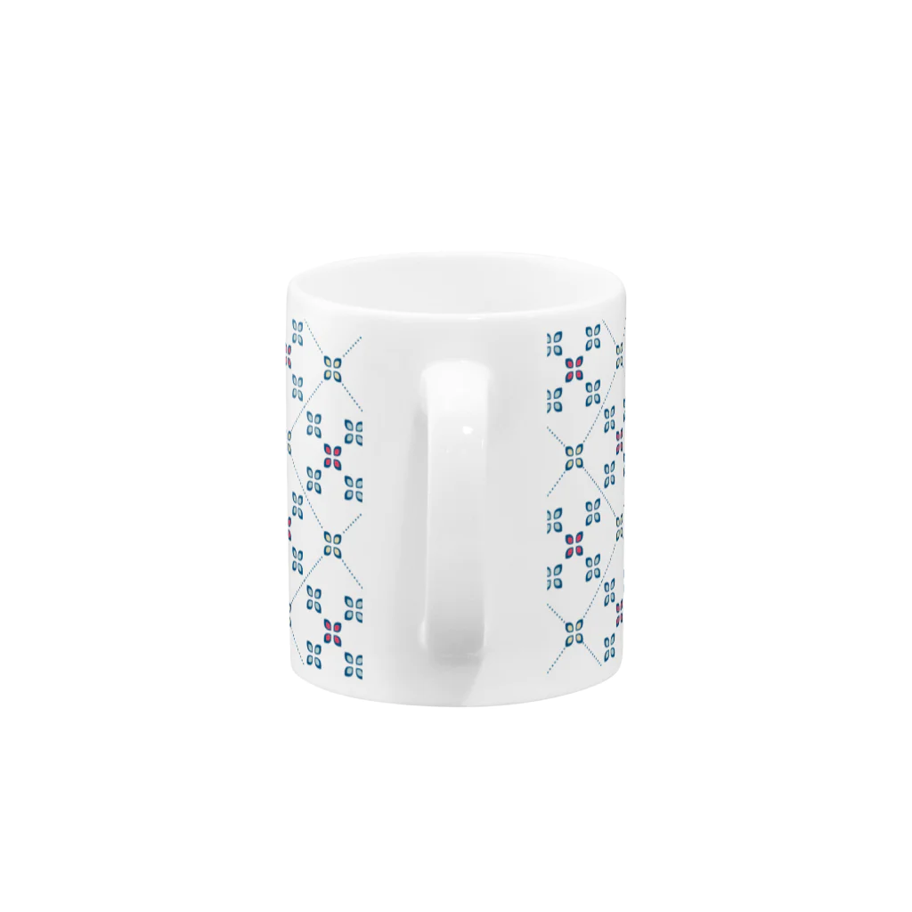 untidyboxのお花っぽいレトロパターン ブルー Mug :handle