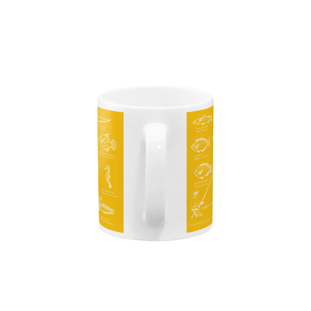 Umikko8823のふくおかの魚yellow Mug :handle