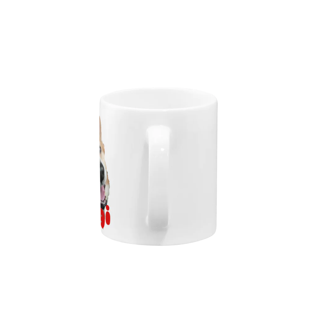 ハートのしっぽコーギーグッズ屋さん♡のウィンク コーギーマグカップ赤 Mug :handle