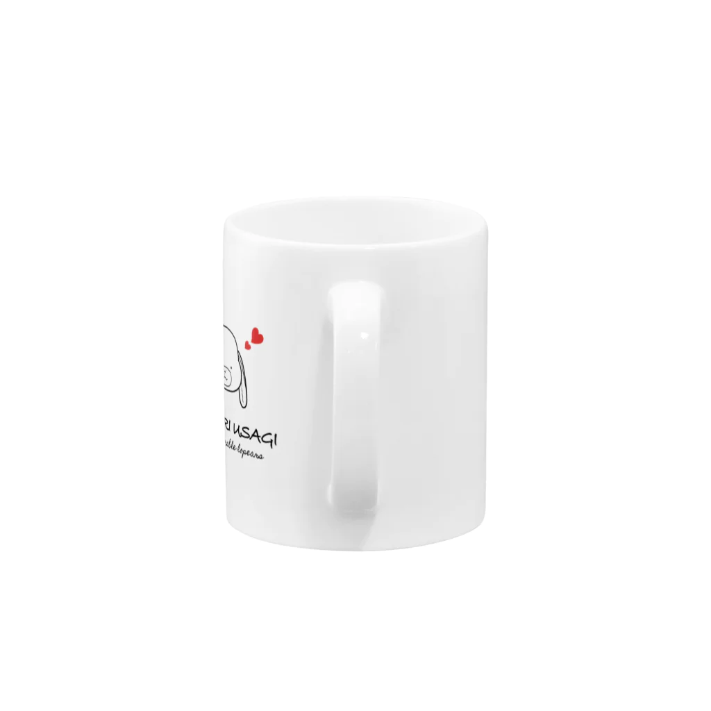 TSUNETANのおすわりうさぎ　〜The Most Adorable Lopears I 黒 Mug :handle