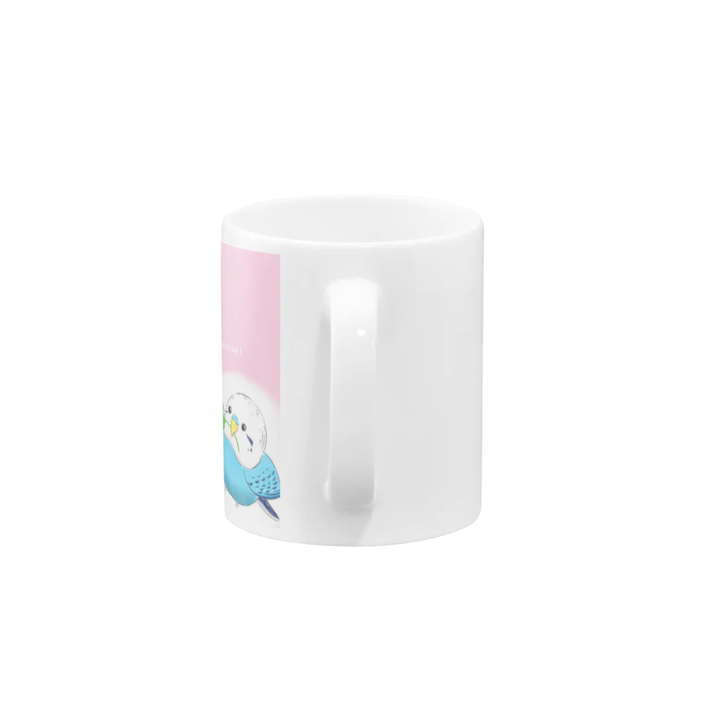 くるるのぴよらいふの四つ葉と青インコちゃん Mug :handle