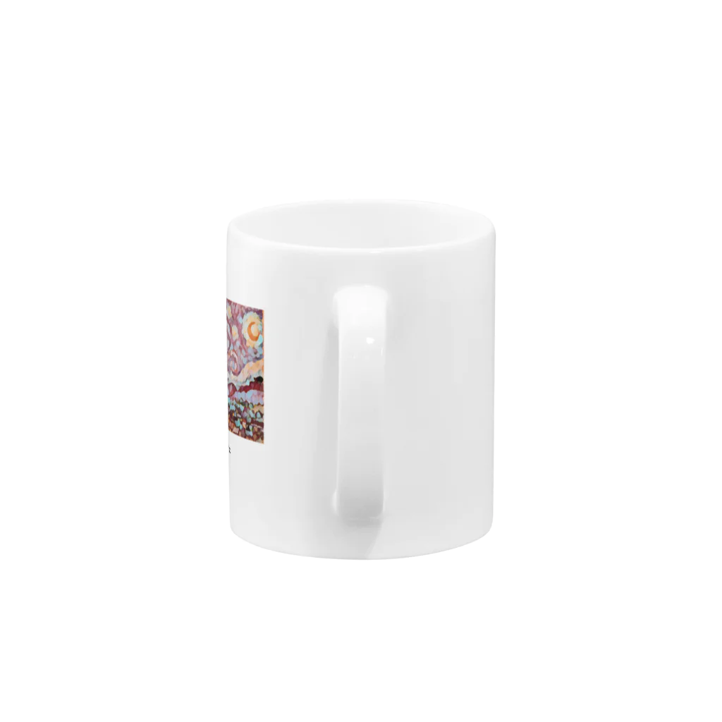 Takahashijunのゴッホ　星月夜（糸杉と村）のオマージュ Mug :handle