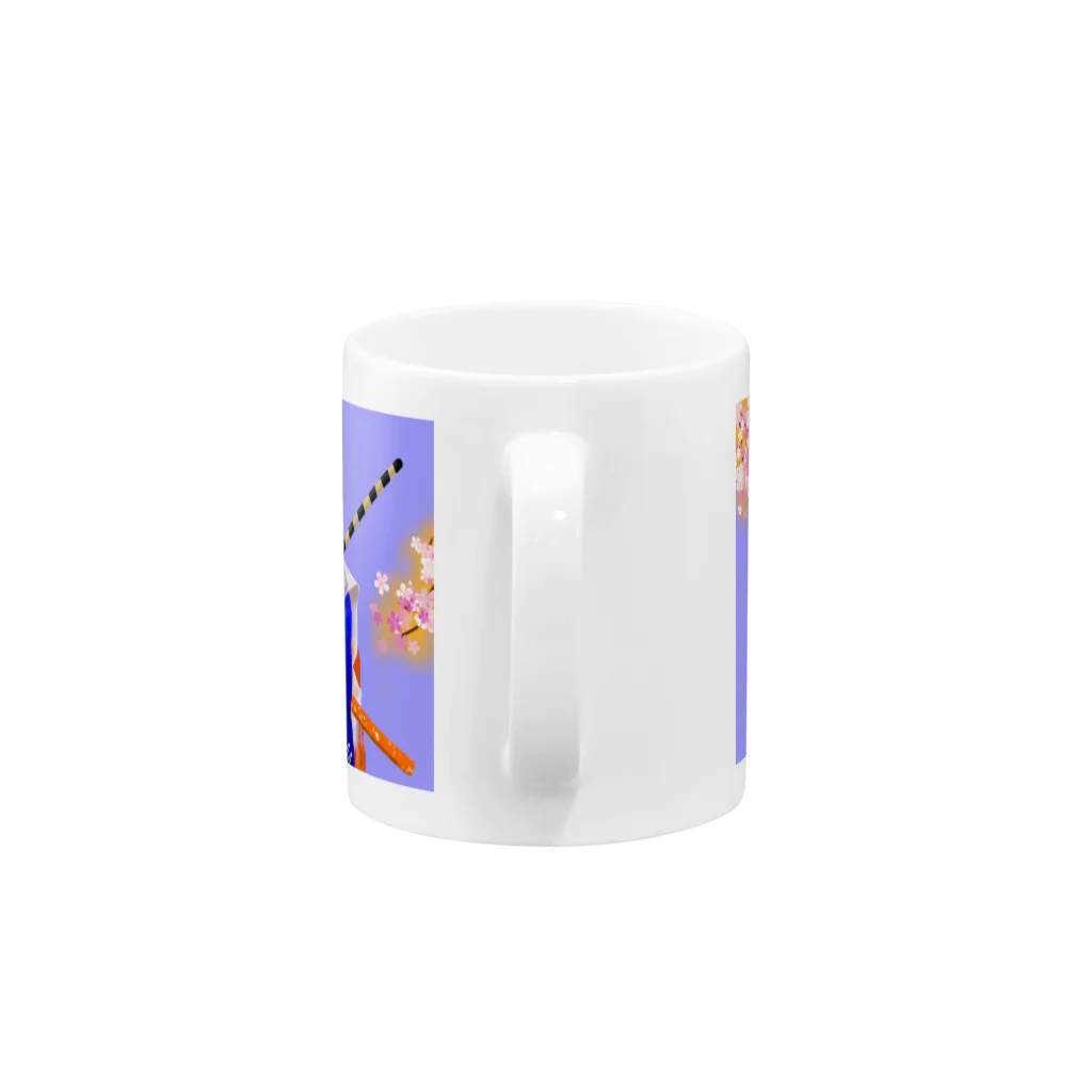 はまだぬき1023の桜吹雪の日舞ネコ （ご依頼品）c Mug :handle