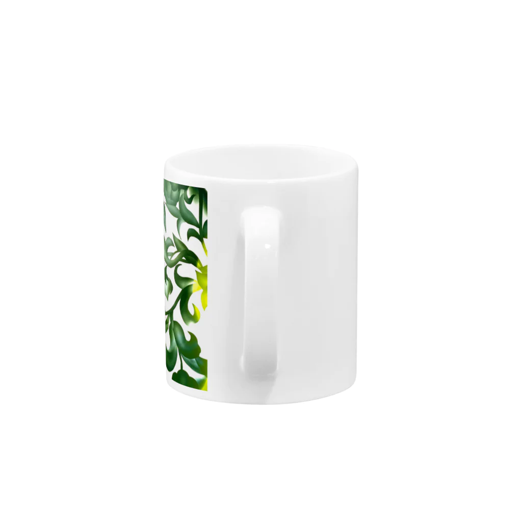 glass.saoriのgreen flowers 緑の花唐草 Mug :handle