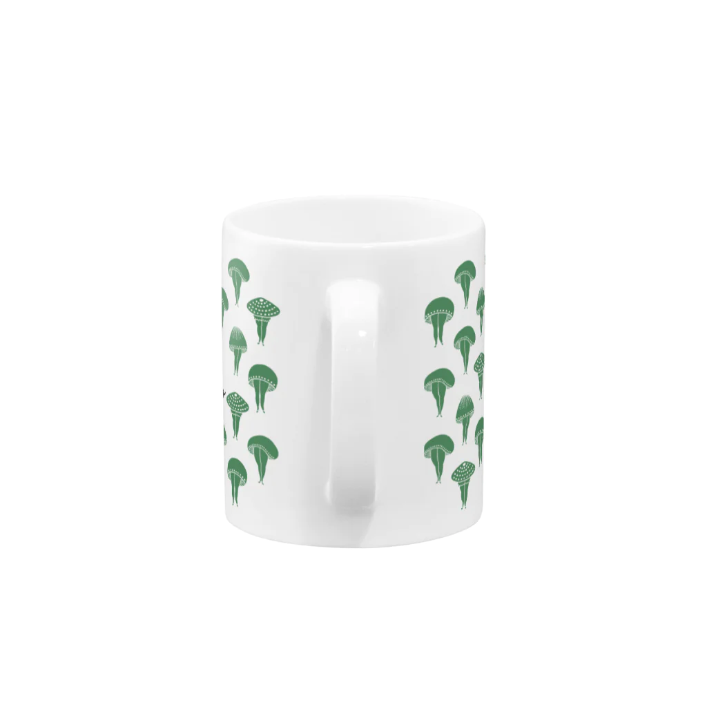 Arts&Crafts Muuの夜のきの子ずらり緑 Mug :handle