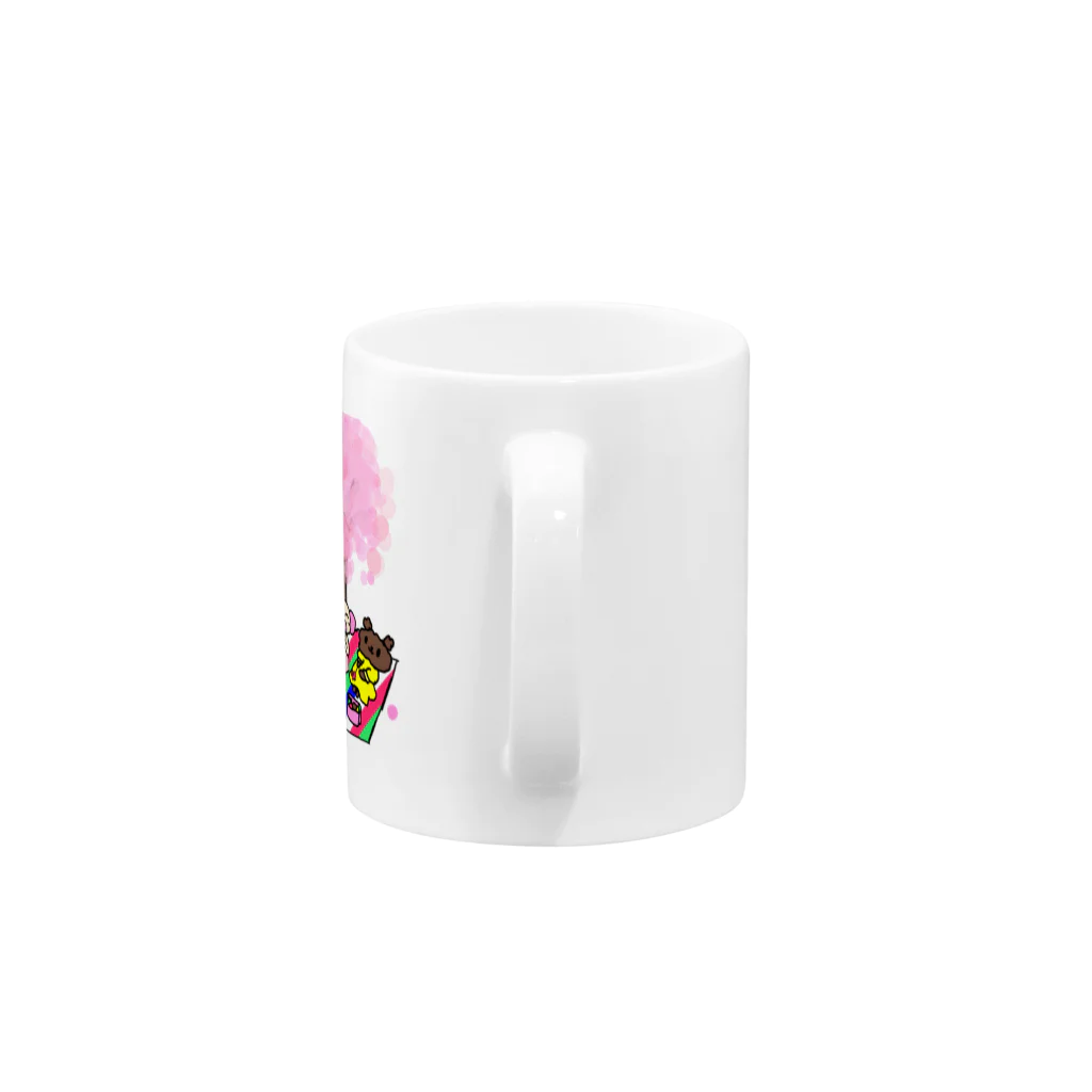 Fummy動物イラストショップのお花見パクパク Mug :handle