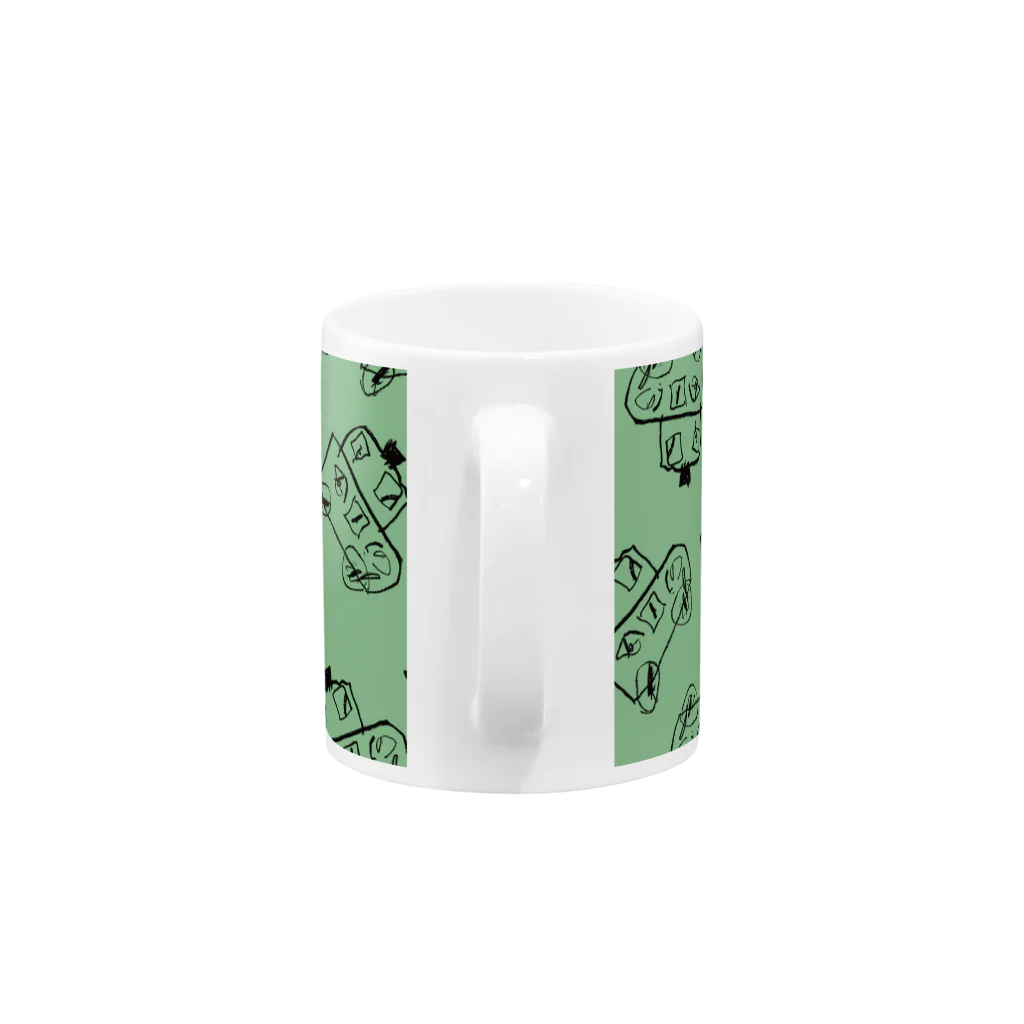 こどもの絵だいすきのパトカー緑 Mug :handle
