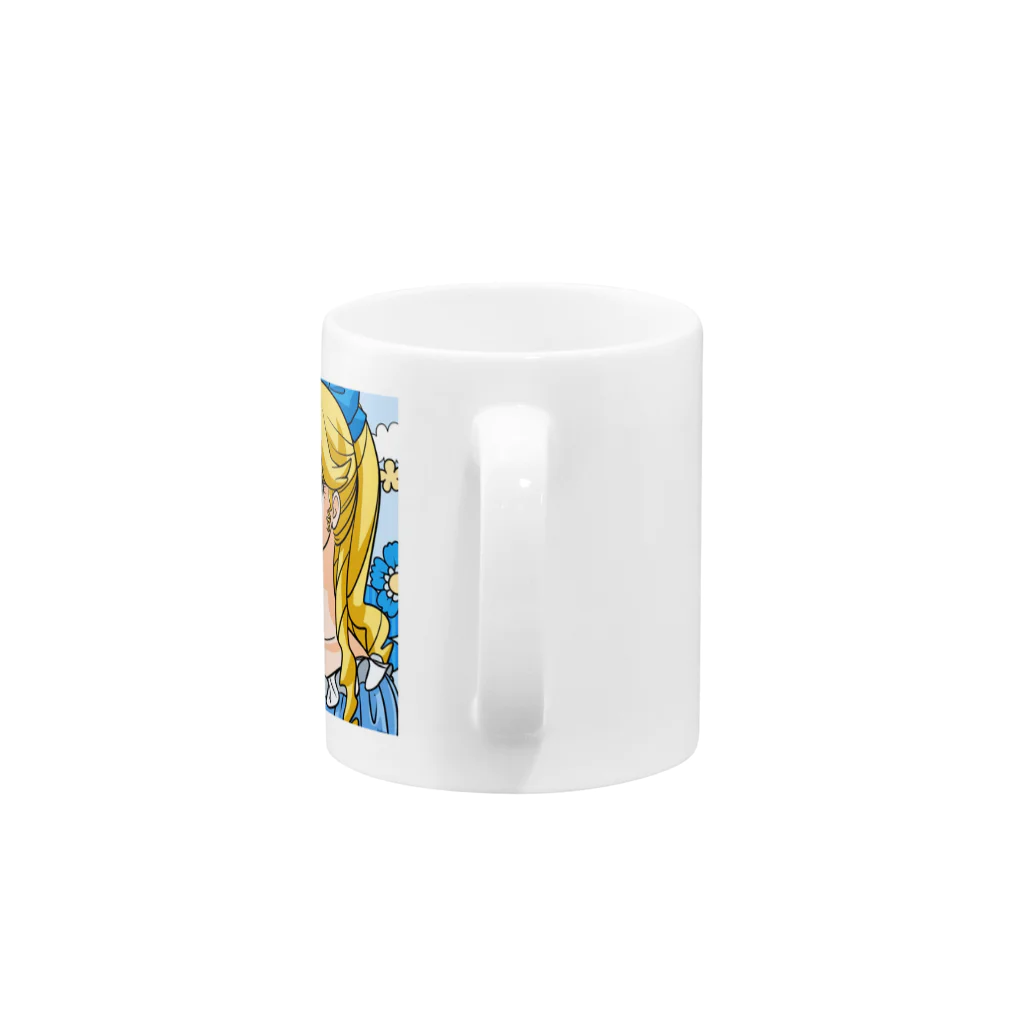 濃いコーヒーの青のお花と青のお姫様 Mug :handle