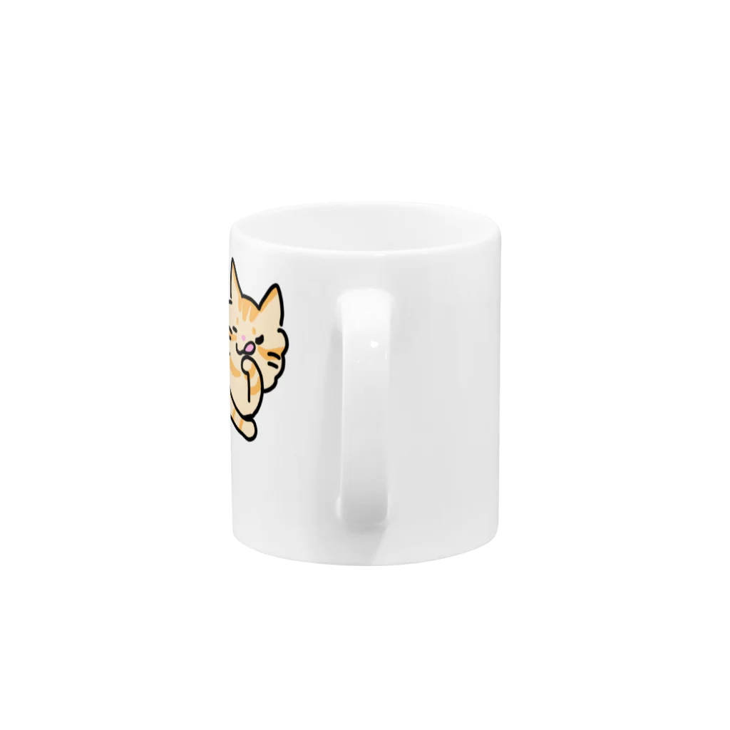動物ガラス絵描きをしてる人のお店のぽっちゃり系ペロりネコさん Mug :handle