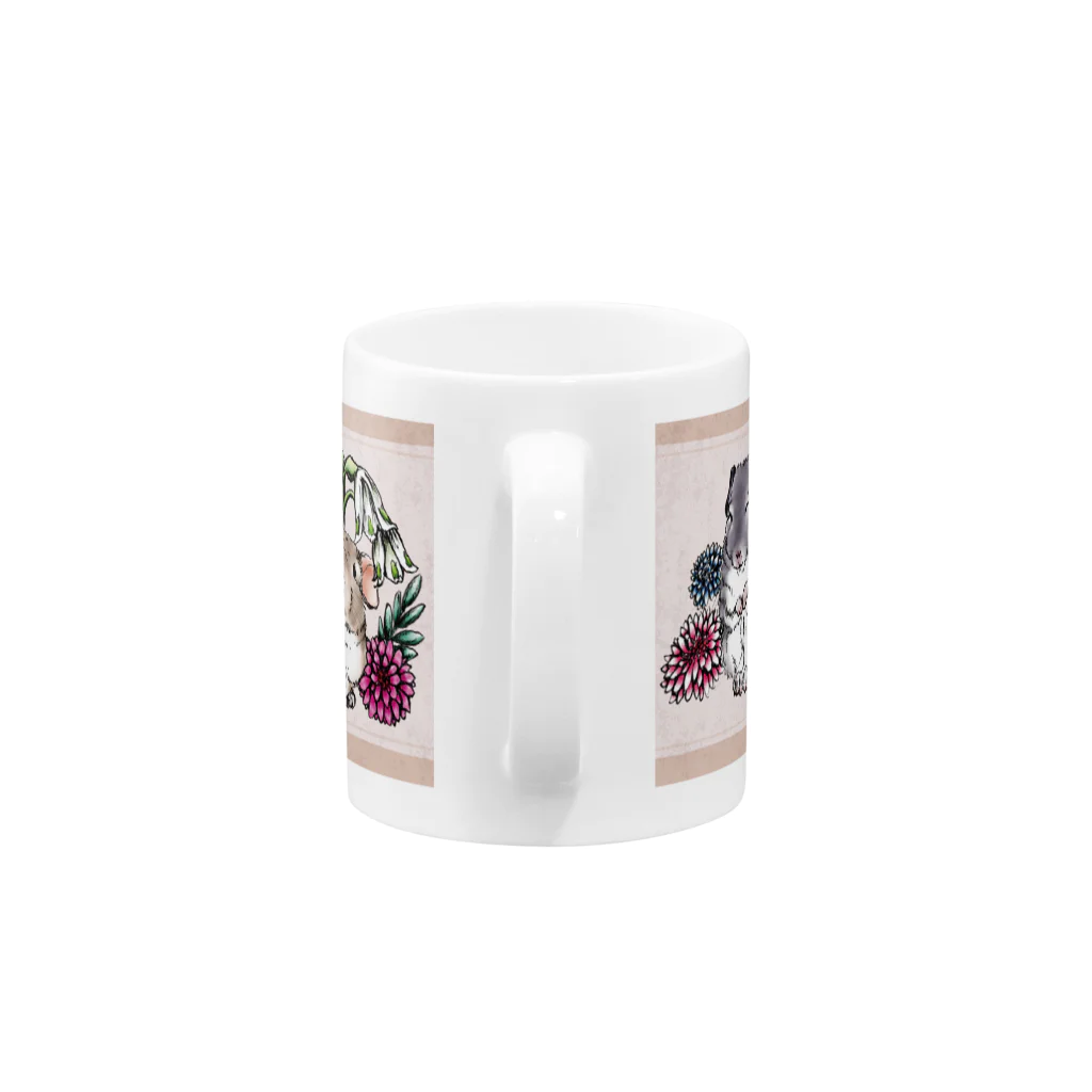 おもちのお花いっぱいチンチラピンク Mug :handle