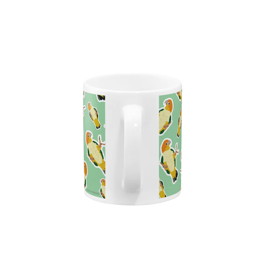 UCHINOKO　SHOPのシロハラインコさんのマグカップ Mug :handle