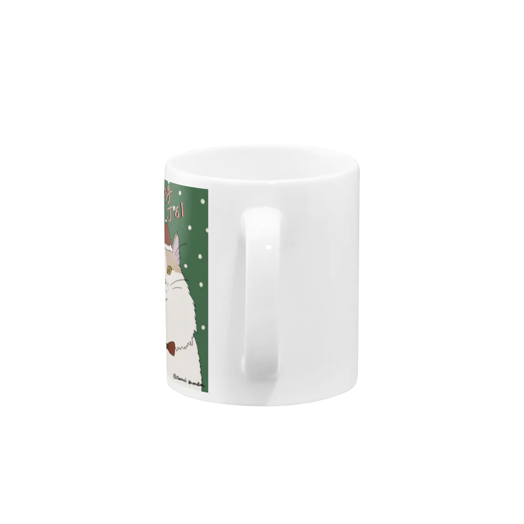 Sherine's illustrationのクリスマスの猫（白とクリーム） Mug :handle