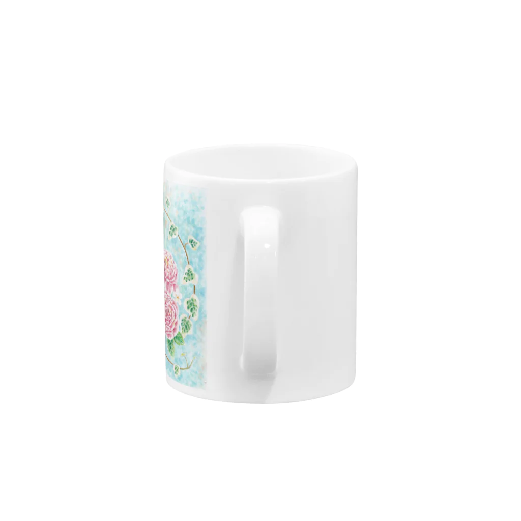 Ａｔｅｌｉｅｒ　Ｈｅｕｒｅｕｘのクロとモネ　薔薇をあしらったパステルイラスト Mug :handle