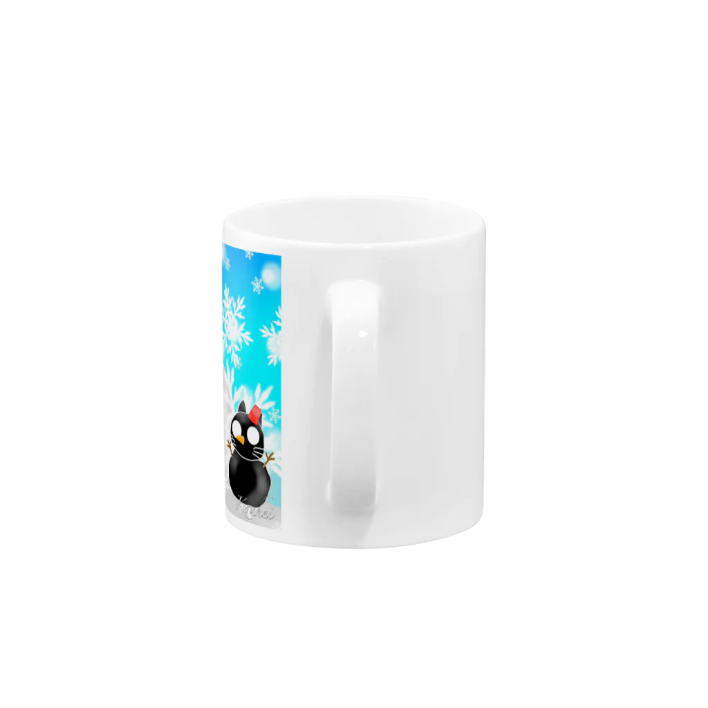 くろねこさんのくろねこさんと雪だるま Mug :handle