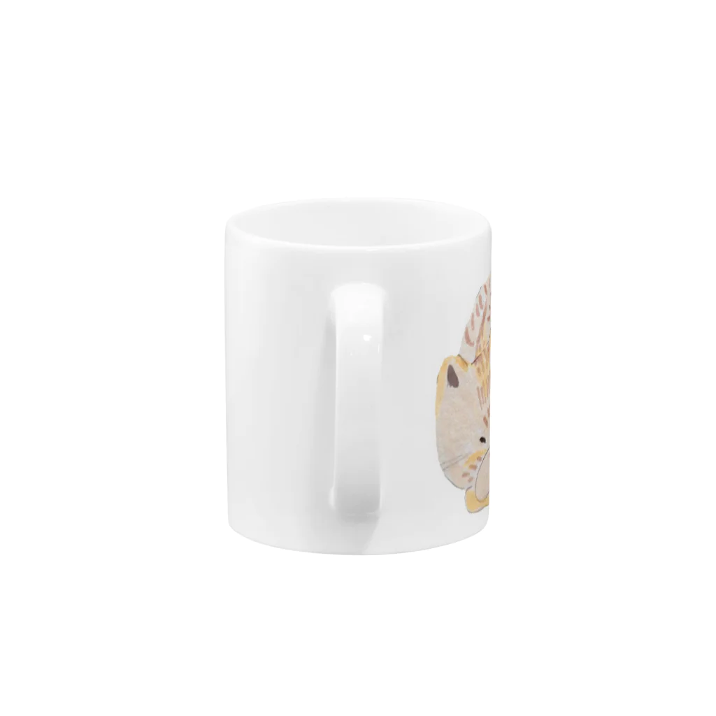 oppaipompomのトラ猫はここで丸くなる Mug :handle