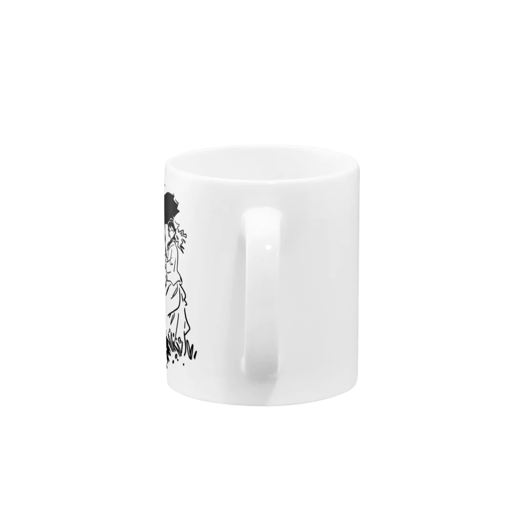 山形屋米店のクロード・モネ「日傘をさす女」 Mug :handle