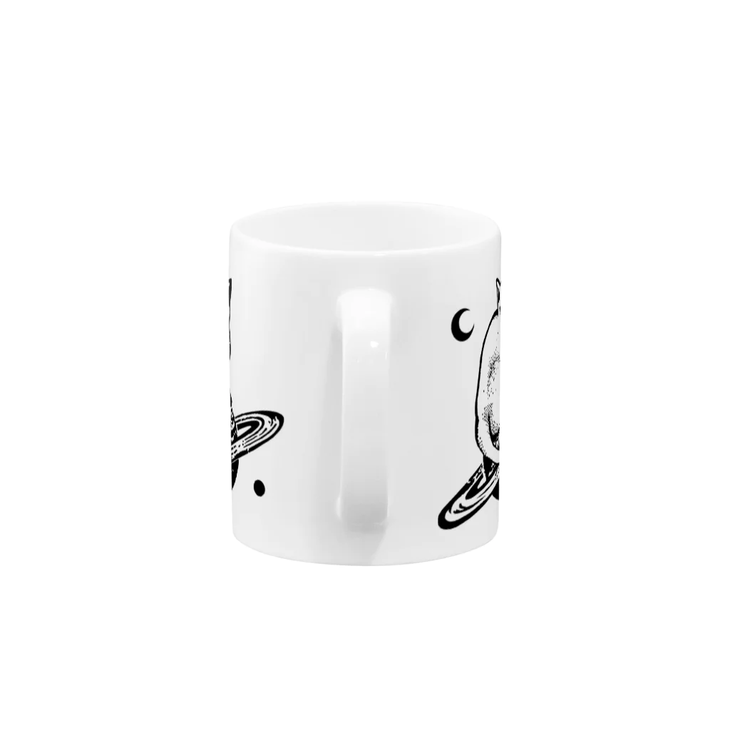 金星灯百貨店のスペースキャット　黒線 Mug :handle
