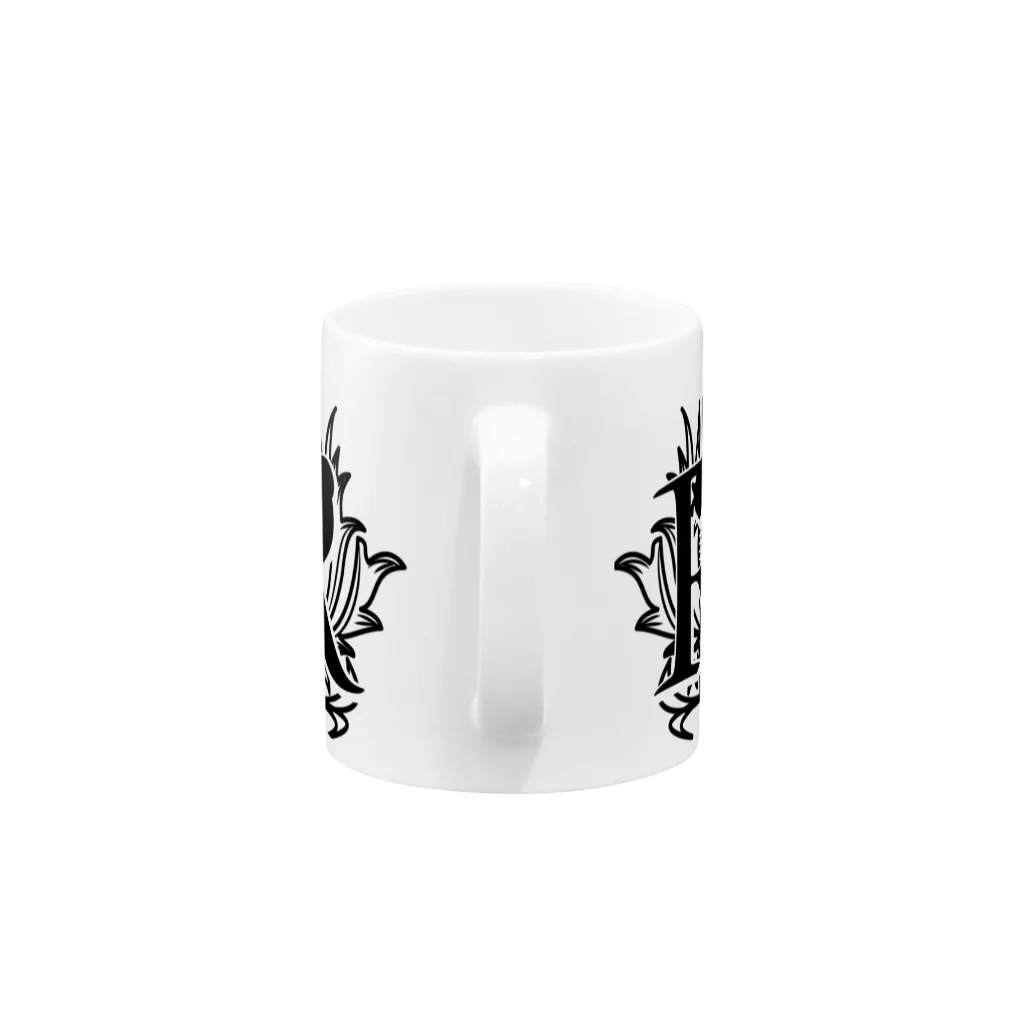 レトロネコ雑貨 華鳥風月のレトロネコ　マグカップ　イニシャル R Mug :handle