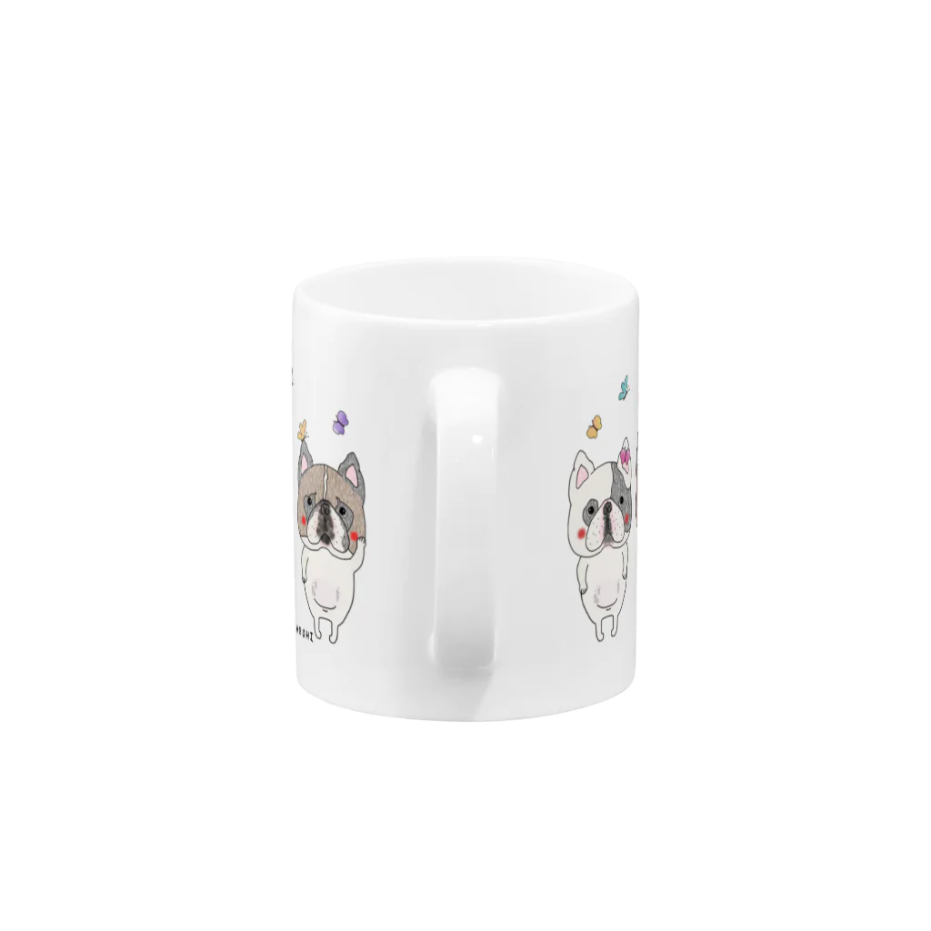 PETABUHIのフレンチブルドッグ『蝶々遊び』 Mug :handle