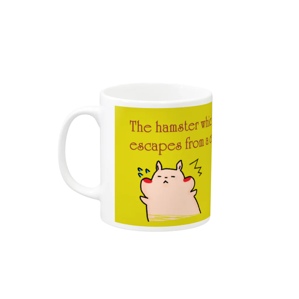 PANDAのThe hamster which escapes from a cat. Mug :left side of the handle