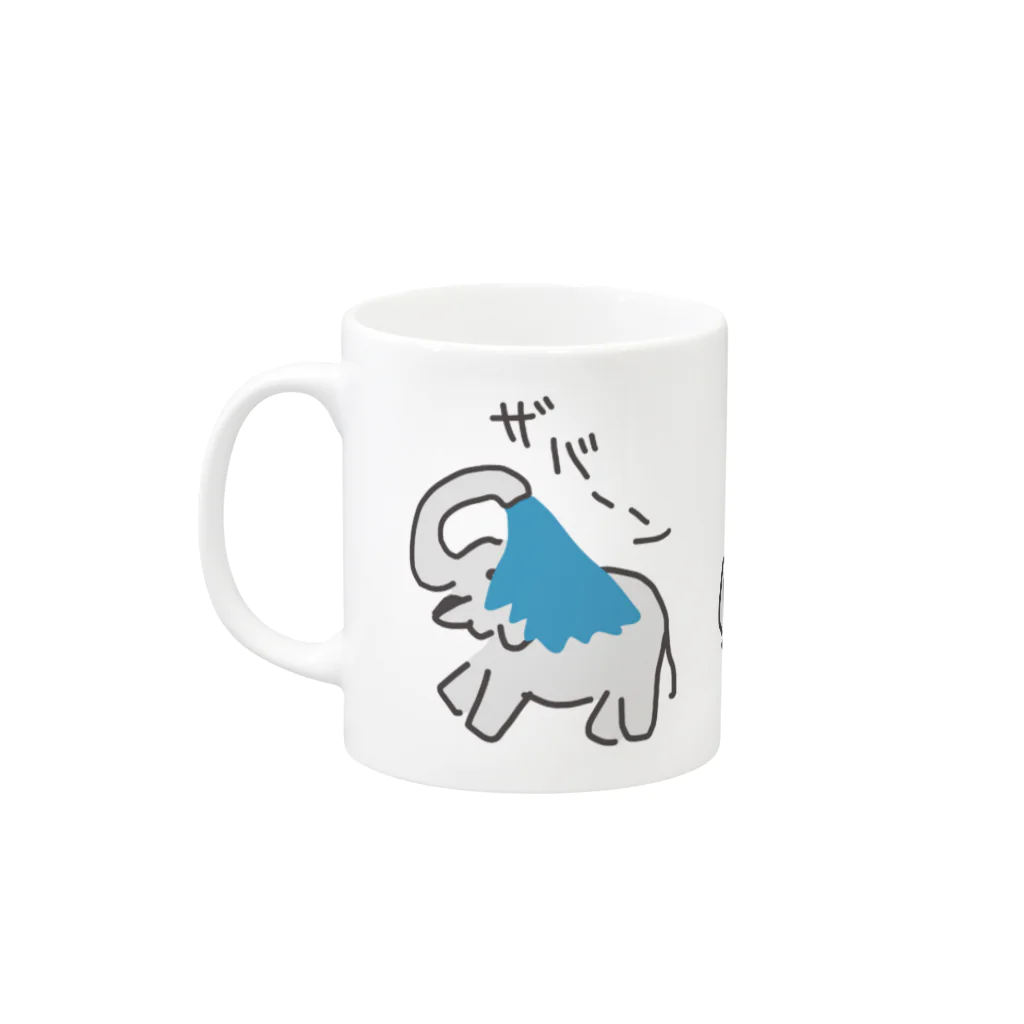 いきものや　のの（別館）の水浴びゾウ（仔象つき） Mug :left side of the handle