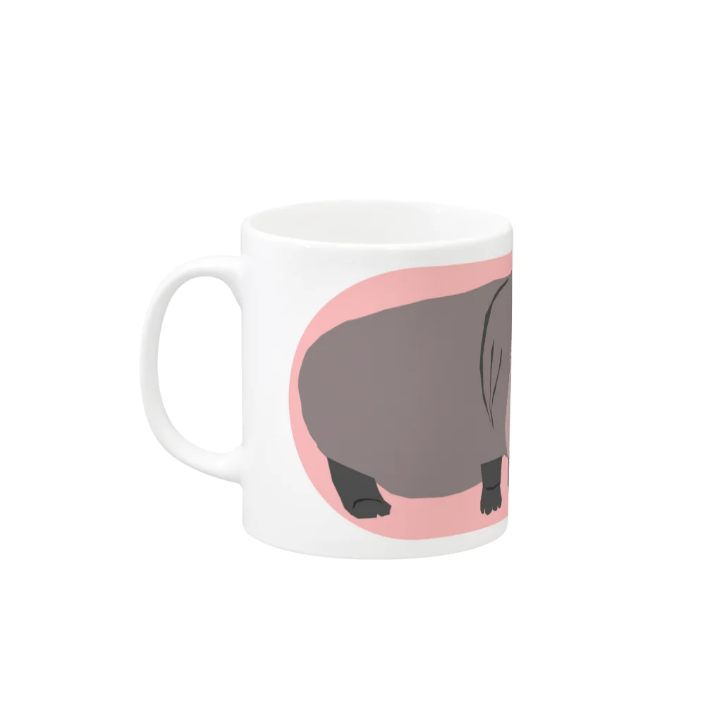 simplewaysのhippo_02_pinkBG(renewal) Mug :left side of the handle