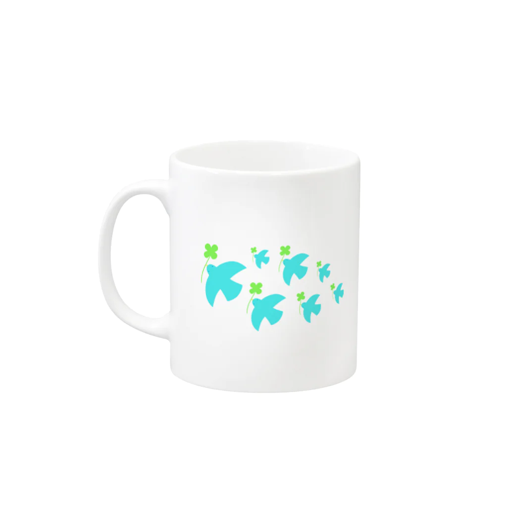 AROMA☆LOVELYのクローバーを運ぶ鳥 Mug :left side of the handle