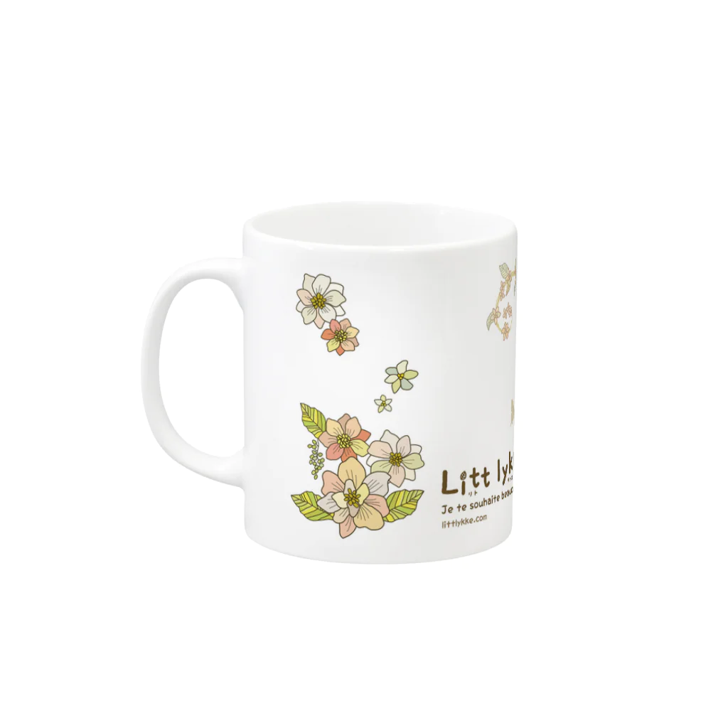 リトリッカのLitt lykke. FlowerButterfly柄 マグカップの取っ手の左面