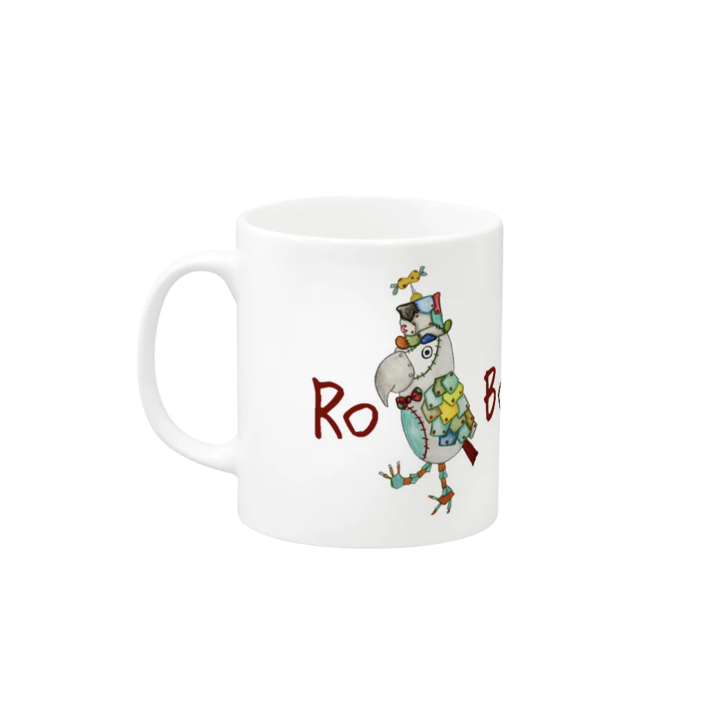 ねこぜや の ROBOBO ちょびすけロボ ボルトロボ ボウ助ロボ Mug :left side of the handle